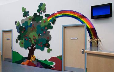 Tree and rainbow over door tactile wall panel