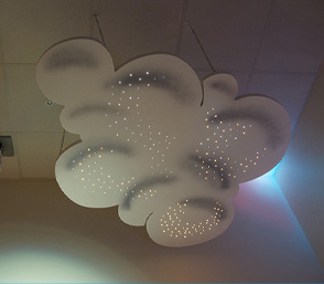 fibre optic clouds mounted on ceiling